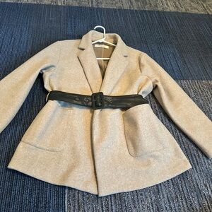 Love Tree Beige Trench Coat with Black Belt